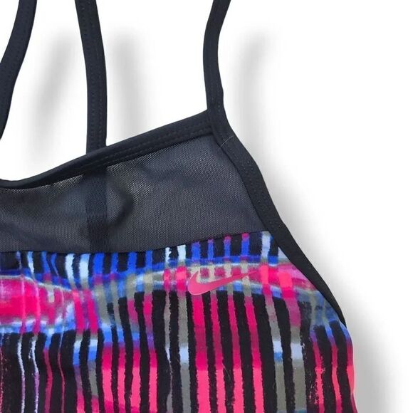 Nike Electrify Sport High-Neck Bikini Swim Top in Fuschia Stripe Size Small - Picture 5 of 12
